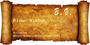 Bider Viktor névjegykártya